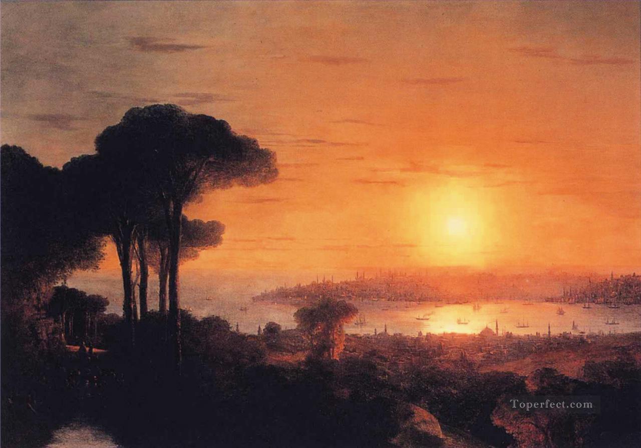 sunset over the golden horn 1866 Romantic Ivan Aivazovsky Russian Oil Paintings